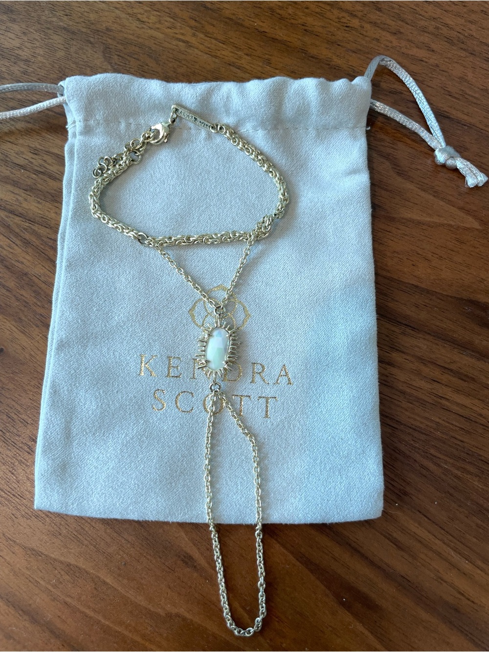 Kendra Scott Gold and White Hand Chain